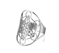 Metatron Anillo de cubo para hombres y mujeres acero inoxidable arcángel mágico hexagrama símbolos espirituales joyería de talismán