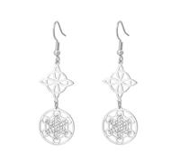 Metatrón Cubo Bruja Nudo Pendientes Celta Triquetra Trinidad Nudo De Bruja Geometría Sagrada Sello Wicca del Arcángel Talismán Joyería Regalos irlandeses para Mujeres, Medium, Acero inoxidable, Sin