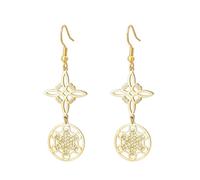 Metatrón Cubo Bruja Nudo Pendientes Celta Triquetra Trinidad Nudo De Bruja Geometría Sagrada Sello Wicca del Arcángel Talismán Joyería Regalos irlandeses para Mujeres, Medium, Acero inoxidable, Sin