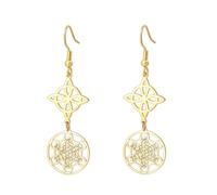 Metatrón Cubo Bruja Nudo Pendientes Celta Triquetra Trinidad Nudo De Bruja Geometría Sagrada Sello Wicca del Arcángel Talismán Joyería Regalos irlandeses para Mujeres, Medium, Acero inoxidable, Sin