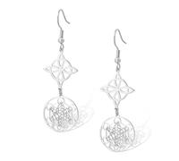 Metatron - Pendientes de nudo de brujas de acero inoxidable con diseño de nudo celta, amuleto de geometría sagrada, joyería de regalo para mujer Talla única (plata 1)