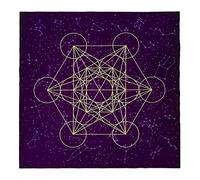 Metatrone's Cub - Tapiz de tela para altar con rejilla de cristal, tela espiritual para lugares sagrados, tarot, tarot, tapiz horizontal para dormitorio, estético, luna, tarot