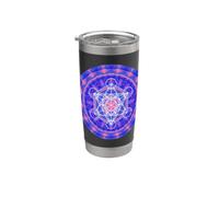 Metatron's Cube Geometría Sagrada Azul Naranja Formas Mania Vaso térmico de acero inoxidable de doble pared