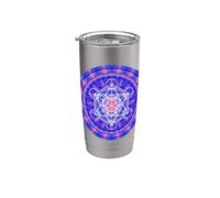Metatron's Cube Geometría Sagrada Azul Naranja Formas Mania Vaso térmico de acero inoxidable de doble pared
