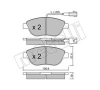 METELLI Forros de Freno Delantero para Fiat Bravo II Doblo