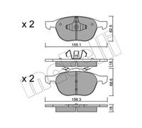 METELLI Forros de Freno Delantero para Ford C-Max II Foco III Familiar Volvo V40