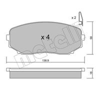 METELLI Forros de Freno Delantero para Mazda CX-7 CX-9 Mitsubishi L 200 / Tritón
