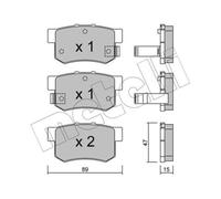 METELLI Forros de Freno Traseros para Honda Accord VII Tourer Cr-V II Suzuki SX4