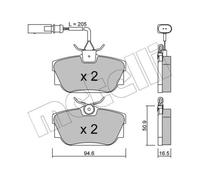 METELLI Forros de Freno Traseros para VW Transporter IV Bus Sharan Seat Alhambra
