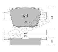METELLI Pastillas Freno Trasero para Peugeot 207Cc 307 Citroën C4 Coupé