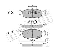 metelligroup 22-0274-5 Pastillas de Freno, Made in Italy, Repuestos para Automóviles, Certificación ECE R90, sin Cobre