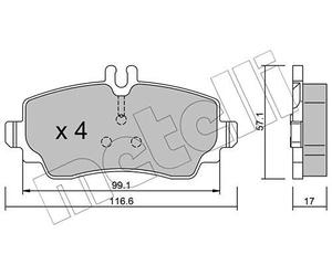 metelligroup 22-0310-0 Pastillas de Freno, Made in Italy, Repuestos para Automóviles, Certificación ECE R90, sin Cobre