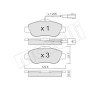 metelligroup 22-0638-1 Pastillas de Freno, Made in Italy, Repuestos para Automóviles, Certificación ECE R90, sin Cobre