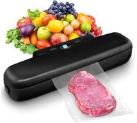 MeteMake Sellador al vacío, sellador automático de alimentos al vacío, sellado al vacío de un solo toque para la conservación de alimentos secos y húmedos, máquina de envasado al vacío compacta (negro