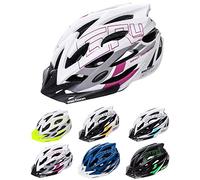 meteor Cascos Casco Bicicleta Casco Helmet Casco Bici Casco Bicicleta Adulto Skate Ciclismo Bicicleta Patineta Patines Monopatines Bici Accesorios Casco Gruver (M (55-58 cm), Blanco/Negro/Violeta)