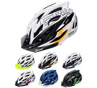 meteor Cascos Casco Bicicleta Casco Helmet Casco Bici Casco Bicicleta Adulto Skate Ciclismo Bicicleta Patineta Patines Monopatines Bici Accesorios Casco Gruver (L (58-61 cm), Blanco/Negro/Naranja)