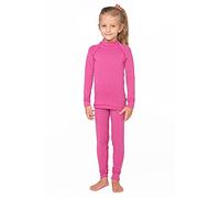 meteor Conjunto Ropa Interior Térmica para Niños - Camiseta de Manga Larga y Pantalón - Set Infantil Elástico para Esquí Snowboard Acampada y Senderismo para Niño y Niña (116-122 cm, Rosa)