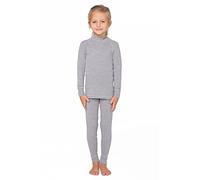 meteor Conjunto Ropa Interior Térmica para Niños - Camiseta de Manga Larga y Pantalón - Set Infantil Elástico para Esquí Snowboard Acampada y Senderismo para Niño y Niña (128-134 cm, Gris)