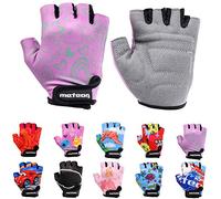 Meteor Guantes de Ciclismo para niños, Guantes de Ciclismo cómodos y Seguros para niños, Guantes de Bicicleta sin Dedos, Acolchado Que Absorbe los Golpes, Coloridos, Transpirables, Flexibles, para