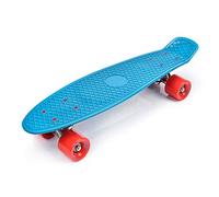 Meteor - Minitabla de skateboard, monopatín en estilo retro, de plástico, de la mejor calidad, azul y rojo