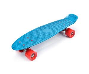 Meteor - Minitabla de skateboard, monopatín en estilo retro, de plástico, de la mejor calidad, azul y rojo