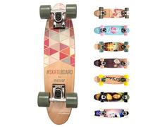 Monopatín patineta Retro Madera Skateboard Completo niños jóvenes Adultos Mejor Calidad Robusto Ligero Ruedas un Skateboard Madera (Summer Triangles)