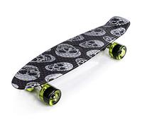 meteor Monopatín Retro plástico Skateboard Completo Patineta para Niños Jóvenes Adultos Mejor Calidad Robusto Ligero Ruedas - Buen Regalo (Skulls)