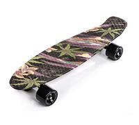 meteor Monopatín Retro plástico Skateboard Completo Patineta para Niños Jóvenes Adultos Mejor Calidad Robusto Ligero Ruedas - Buen Regalo (Flowers Black)