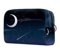 Meteor Night Sky Moon - Neceser para mujer, neceser de viaje, bolsa organizadora de maquillaje grande con cremallera, multicolor, 18.5x7.5x13cm/7.3x3x5.1in, Neceser