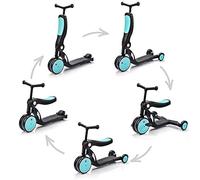 meteor Scooter Plegable 2 en 1 Bicicleta sin Pedales - Scooter Tres Ruedas - Pátinete para Niños Infantil Ultraligera Mini Bici Bebés Infantil Andadores Equilibrio con Sillín (Mixon Black/Blue)