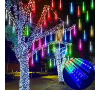 Meteor Shower Falling Rain Lights 30cm 8 tubos 192 LED IP65 impermeable LED luz de Navidad gota de lluvia caída luces de Navidad para decoración de jardín, fiesta de boda, multicolor