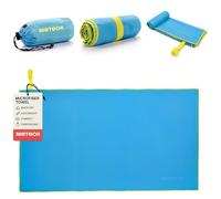 meteor Toalla Microfibra Secado rápido Ultra Ligero Absorbente - Ideal para Deporte Yoga Viajes Playa Campamento Baño para Niños, Hombres y Mujeres - Varios Tamaños y Colores (110x175cm, Azul)