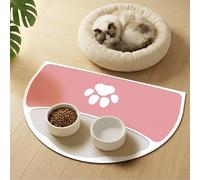 METEOROCK Alfombra Comedero Perro, 61 x 40,5 cm Absorbente Alfombra Comedero Gato, Alfombrilla Comederos Perro para Pequeños y Medianos, con Diseño para Dos Cuencos (Rosa & Gris)