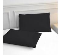 Meteorwi Home - Funda de Almohada 45x105cm con Cierre de Cremallera,Juego de 2 Fundas Almohada 100% Poliéster Transpirable y Suave (Negro)