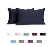 Meteorwi Home - Funda de Almohada 45x105cm con Cremallera - Microfibra Suave - Juego de 2 Fundas Almohada Transpirable, Resistentes a Las Bolitas y a la decoloración (Azul Oscuro)