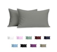 Meteorwi Home - Funda de Almohada 45x105cm con Cremallera - Microfibra Suave - Juego de 2 Fundas Almohada Transpirable, Resistentes a Las Bolitas y a la decoloración (Gris)