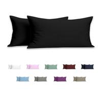 Meteorwi Home - Funda de Almohada 45x135cm con Cremallera - Microfibra Suave - Juego de 2 Fundas Almohada Transpirable, Resistentes a Las Bolitas y a la decoloración (Negro
