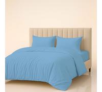 Meteorwi Home - Funda Nordica Cama 105 Microfibra Cepillada Suave - Juego de 3 Piezas con Funda de Edredon 180x220cm, Sabana Bajera 105x200cm, 1 Funda de Almohada 45x70cm (B-Azul Cielo, Cama 105cm)