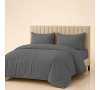 Meteorwi Home - Funda Nordica Cama 150 Microfibra Cepillada Suave - Juego de 4 Piezas con Funda de Edredon 220x240cm, Sabana Bajera 150x200cm, 2 Fundas de Almohada 45x70cm (Gris Oscuro, Cama 150cm)