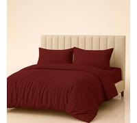 Meteorwi Home - Funda Nordica Cama 180 Microfibra Cepillada Suave - Juego de 4 Piezas con Funda de Edredon 230x250cm, Sabana Bajera 180x200cm, 2 Fundas de Almohada 45x70cm (Burdeos, Cama 180cm)
