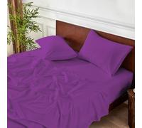 Meteorwi Home - Juego de Sábanas 3 Piezas 105x200cm - Microfibra Suave Transpirable - Sábana Bajera Ajustable, Sábana Encimera y 1 Funda de Almohada (Morado, Cama 105)