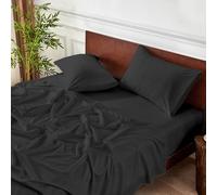 Meteorwi Home - Juego de Sábanas 3 Piezas 105x200cm - Microfibra Suave Transpirable - Sábana Bajera Ajustable, Sábana Encimera y 1 Funda de Almohada (Negro, Cama 105)