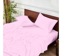 Meteorwi Home - Juego de Sábanas 3 Piezas 90x200cm - Microfibra Suave Transpirable - Sábana Bajera Ajustable, Sábana Encimera y 1 Funda de Almohada (Rosa, Cama 90)