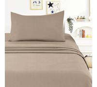 Meteorwi Home - Juego de Sábanas 3 Piezas para Cama 105x190/200 Incluye Sábana Bajera Ajustable de 25cm Profundo - Encimera - 1 Funda de Almohada Suave y Transpirable (Caqui, 105CM)