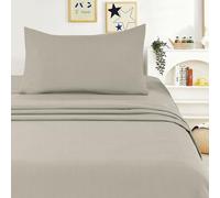 Meteorwi Home - Juego de Sábanas 3 Piezas para Cama 90x190/200 Incluye Sábana Bajera Ajustable de 25cm Profundo - Encimera - 1 Funda de Almohada Suave y Transpirable (Beige, 90CM)