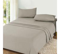 Meteorwi Home - Juego de Sábanas 4 Piezas para Cama 135x190/200 Incluye Sábana Bajera Ajustable de 25cm Profundo - Encimera - 2 Funda de Almohada Suave y Transpirable (Beige, 135CM)