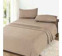 Meteorwi Home - Juego de Sábanas 4 Piezas para Cama 150x190/200 Incluye Sábana Bajera Ajustable de 25cm Profundo - Encimera - 2 Fundas de Almohada Suave y Transpirable (Caqui, 150CM)