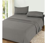 Meteorwi Home - Juego de Sábanas 4 Piezas para Cama 150x190/200 Incluye Sábana Bajera Ajustable de 25cm Profundo - Encimera - 2 Fundas de Almohada Suave y Transpirable (Gris, 150CM)