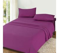 Meteorwi Home - Juego de Sábanas 4 Piezas para Cama 150x190/200 Incluye Sábana Bajera Ajustable de 25cm Profundo - Encimera - 2 Fundas de Almohada Suave y Transpirable (Morado, 150CM)