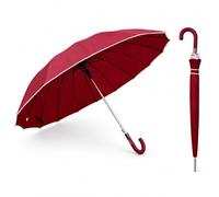 Meteorwi Home - Paraguas Largo Automático con 16 Varillas Antiviento, Paraguas Grande Impermeable con Mango Curvo, Diseño Clásico y Elegante para Hombre y Mujer. (Rojo)